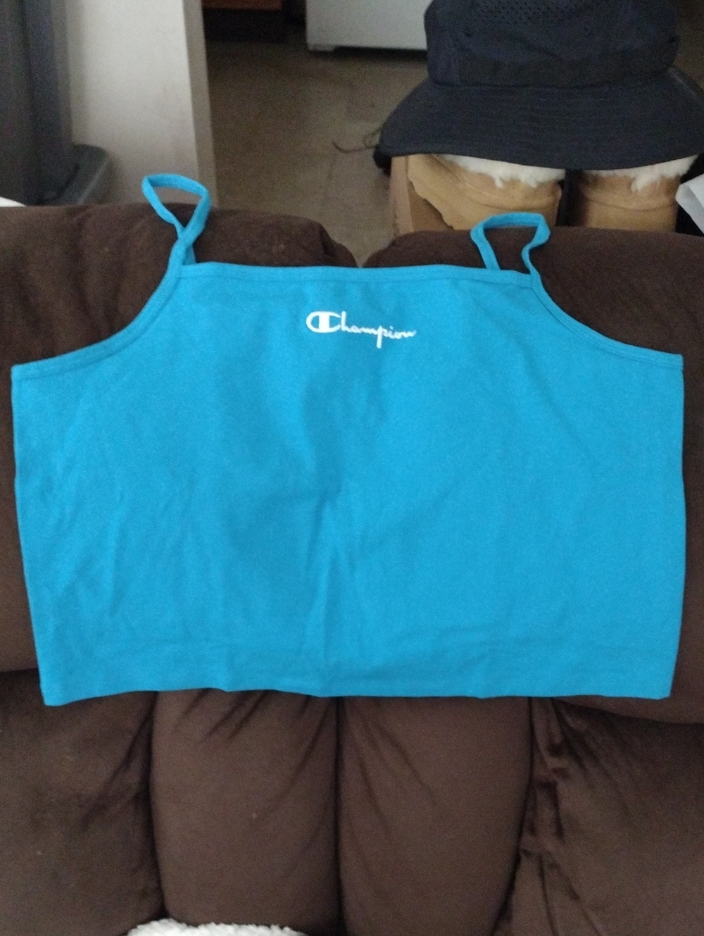 Champion Teal Spaghetti Strap Crop Tank